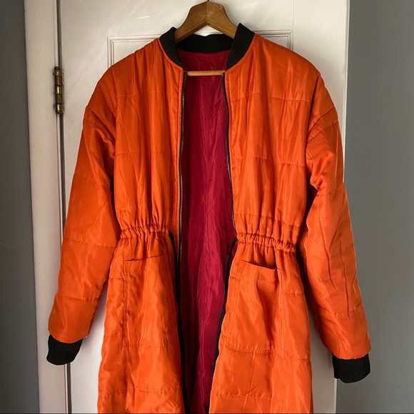 ASOS Reversible Bomber Coat, Orange Pink, Small - Picture 4 of 4